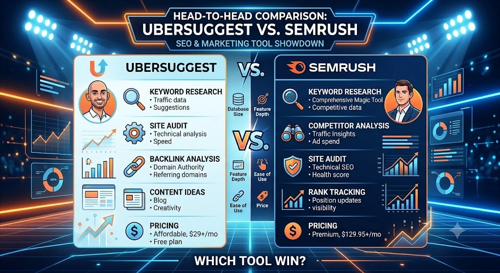 Head-to-Head Comparison Ubersuggest vs Semrush